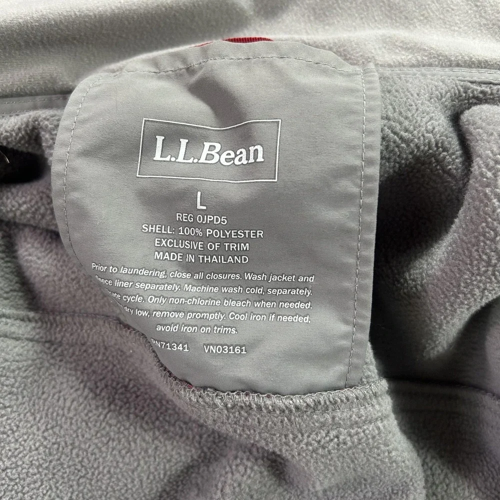 L.L. Bean Jacket‎ Mens Large Red Hooded 3-in-1 Nylon Fleece Lined Winter Outdoor